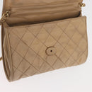CHANEL Matelasse Chain Gripoa Shoulder Bag Lamb Skin Beige Gold CC Auth BAZ871-22