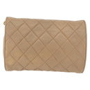 CHANEL Matelasse Chain Gripoa Shoulder Bag Lamb Skin Beige Gold CC Auth BAZ871-2
