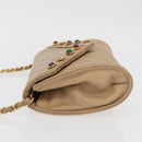 CHANEL Matelasse Chain Gripoa Shoulder Bag Lamb Skin Beige Gold CC Auth BAZ871-4