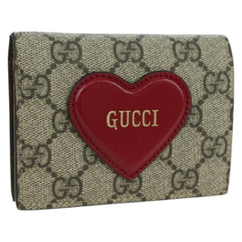 GUCCI GG Supreme Compact Wallet PVC Beige 648848 Auth BAZ873M