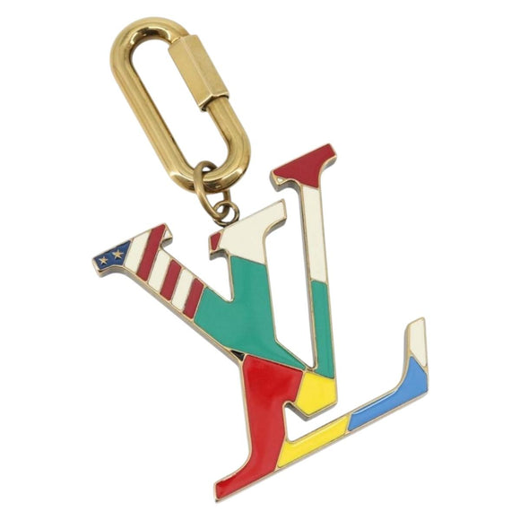LOUIS VUITTON Bijoux Sac LV Flag Key Holder metal Gold Tone MP2484 Auth BAZ874A