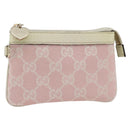 GUCCI GG Canvas Pouch Pink Gold Auth BAZ875A-1
