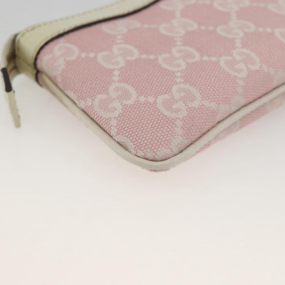 GUCCI GG Canvas Pouch Pink Gold Auth BAZ875A