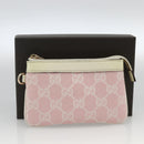 GUCCI GG Canvas Pouch Pink Gold Auth BAZ875A-12