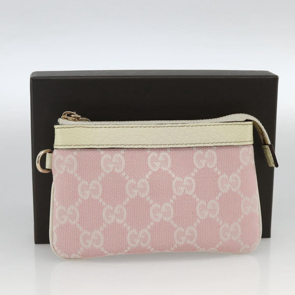 GUCCI GG Canvas Pouch Pink Gold Auth BAZ875A