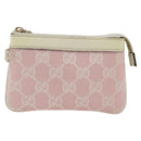 GUCCI GG Canvas Pouch Pink Gold Auth BAZ875A-13