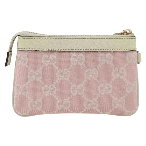 GUCCI GG Canvas Pouch Pink Gold Auth BAZ875A