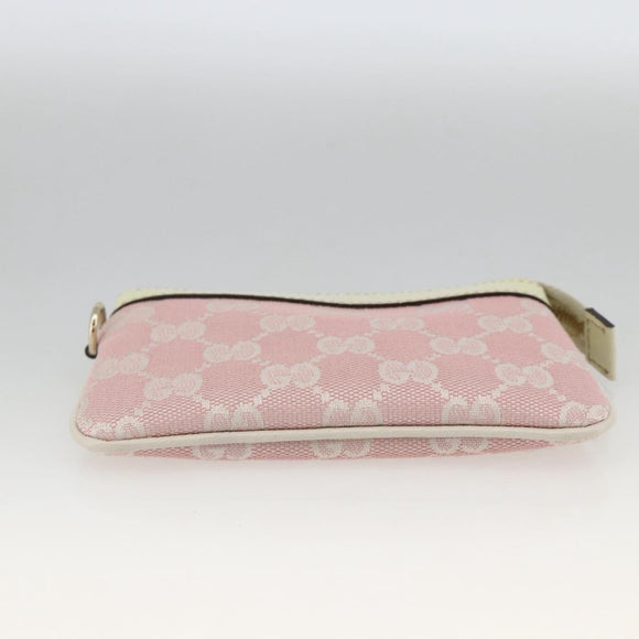 GUCCI GG Canvas Pouch Pink Gold Auth BAZ875A