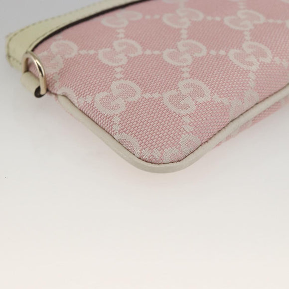 GUCCI GG Canvas Pouch Pink Gold Auth BAZ875A