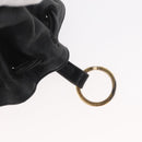 CHANEL Camellia Drawstring Pouch Lamb Skin Black Gold CC Auth BAZ879A-15