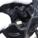 CHANEL Camellia Drawstring Pouch Lamb Skin Black Gold CC Auth BAZ879A-18