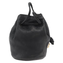 CHANEL Camellia Drawstring Pouch Lamb Skin Black Gold CC Auth BAZ879A-3
