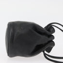 CHANEL Camellia Drawstring Pouch Lamb Skin Black Gold CC Auth BAZ879A-4