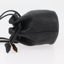 CHANEL Camellia Drawstring Pouch Lamb Skin Black Gold CC Auth BAZ879A-5