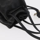 CHANEL Camellia Drawstring Pouch Lamb Skin Black Gold CC Auth BAZ879A-6