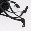CHANEL Camellia Drawstring Pouch Lamb Skin Black Gold CC Auth BAZ879A-7