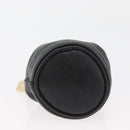CHANEL Camellia Drawstring Pouch Lamb Skin Black Gold CC Auth BAZ879A-9