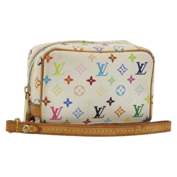 LOUIS VUITTON Monogram Multicolor Trousse Wapity Pouch White M58033 Auth BAZ880A