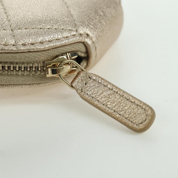 CHANEL Matelasse Air Pods Case & Coin Purse Lamb Skin Gold CC Auth BAZ881SAM