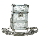 LOUIS VUITTON Trunk Box Pouch Bag metal Silver M00752 LV Auth BAZ882SAM-1