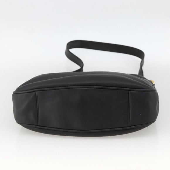 GUCCI Bamboo Shoulder Bag Leather 2way Black Gold 001 1781 1638 Auth BAZ883