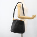GUCCI Bamboo Shoulder Bag Leather 2way Black Gold 001 1781 1638 Auth BAZ883-23