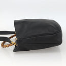 GUCCI Bamboo Shoulder Bag Leather 2way Black Gold 001 1781 1638 Auth BAZ883-5