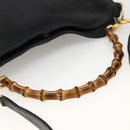 GUCCI Bamboo Shoulder Bag Leather 2way Black Gold 001 1781 1638 Auth BAZ883-7