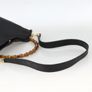 GUCCI Bamboo Shoulder Bag Leather 2way Black Gold 001 1781 1638 Auth BAZ883-9