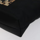 Burberrys Nova Check Blue Label Accessory Pouch Nylon Black Silver Auth BD023-9