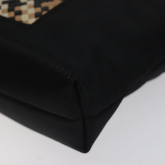 Burberrys Nova Check Blue Label Accessory Pouch Nylon Black Silver Auth BD023