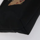 Burberrys Nova Check Blue Label Accessory Pouch Nylon Black Silver Auth BD023-14