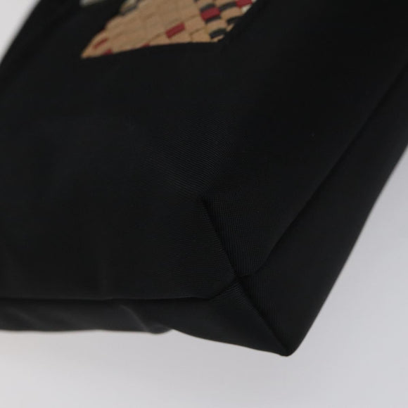 Burberrys Nova Check Blue Label Accessory Pouch Nylon Black Silver Auth BD023