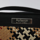 Burberrys Nova Check Blue Label Accessory Pouch Nylon Black Silver Auth BD023-17