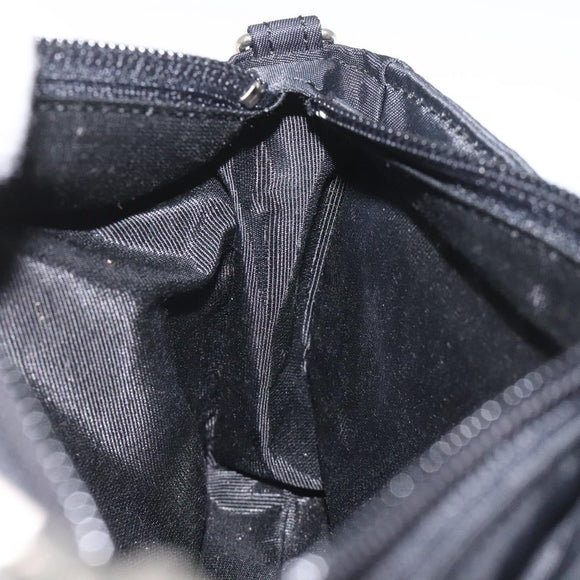 Burberrys Nova Check Blue Label Accessory Pouch Nylon Black Silver Auth BD023