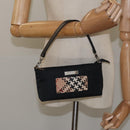 Burberrys Nova Check Blue Label Accessory Pouch Nylon Black Silver Auth BD023-20