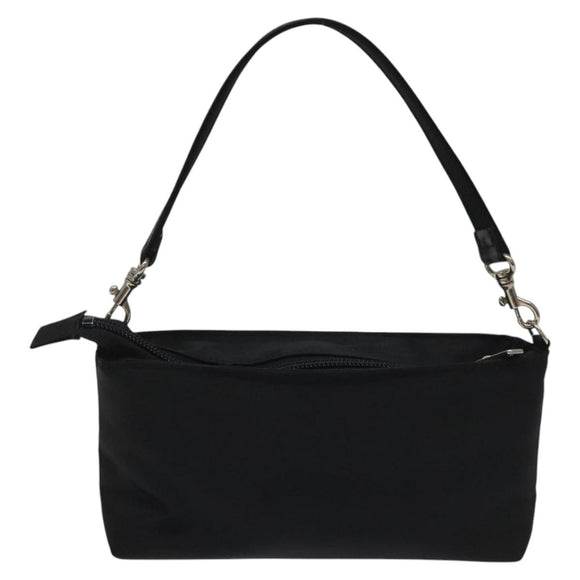 Burberrys Nova Check Blue Label Accessory Pouch Nylon Black Silver Auth BD023