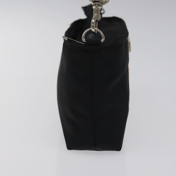 Burberrys Nova Check Blue Label Accessory Pouch Nylon Black Silver Auth BD023