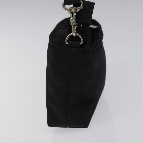 Burberrys Nova Check Blue Label Accessory Pouch Nylon Black Silver Auth BD023