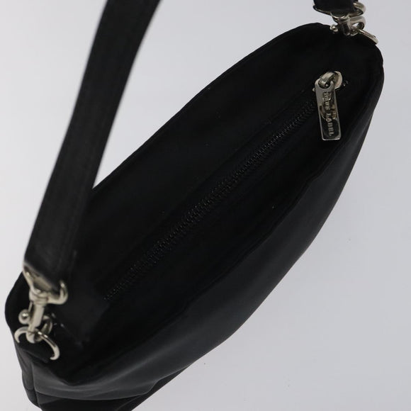 Burberrys Nova Check Blue Label Accessory Pouch Nylon Black Silver Auth BD023