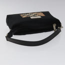 Burberrys Nova Check Blue Label Accessory Pouch Nylon Black Silver Auth BD023-7