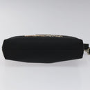 Burberrys Nova Check Blue Label Accessory Pouch Nylon Black Silver Auth BD023-5