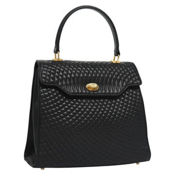 BALLY Hand Bag Leather Black Gold Auth BD031