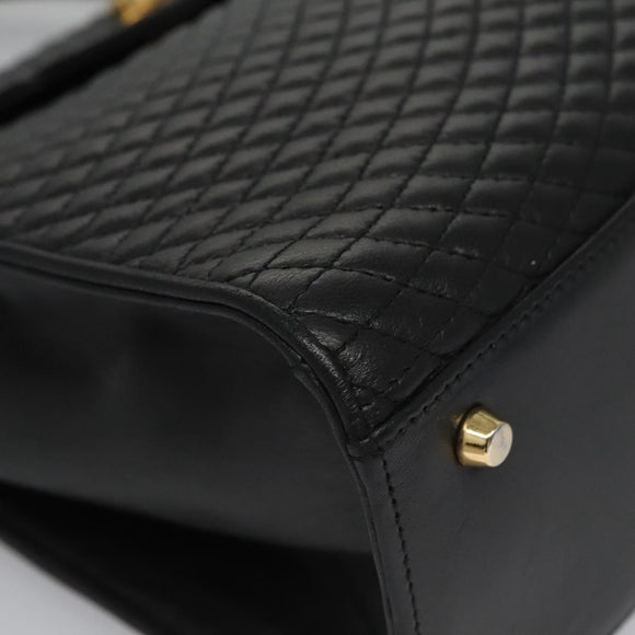 BALLY Hand Bag Leather Black Gold Auth BD031