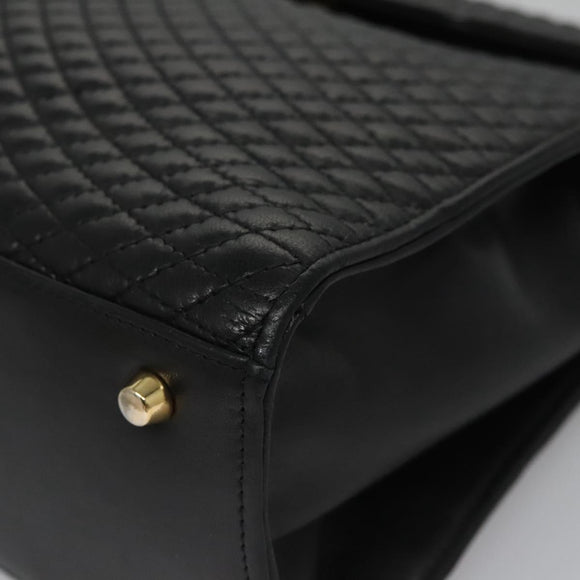 BALLY Hand Bag Leather Black Gold Auth BD031