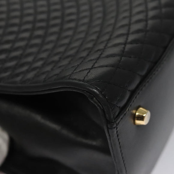 BALLY Hand Bag Leather Black Gold Auth BD031