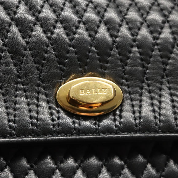 BALLY Hand Bag Leather Black Gold Auth BD031
