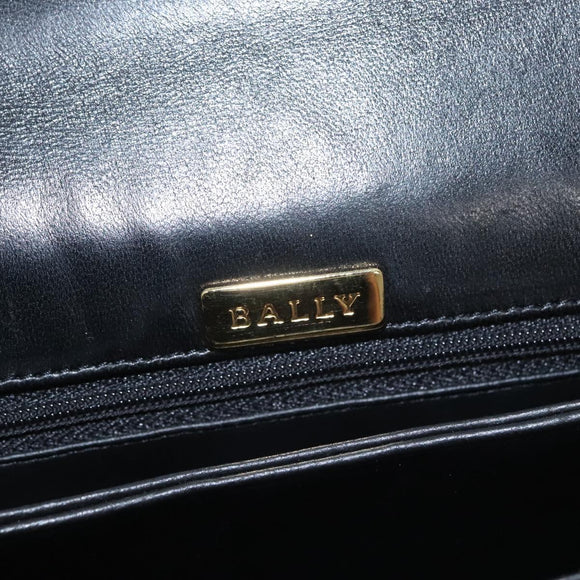BALLY Hand Bag Leather Black Gold Auth BD031