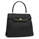 BALLY Hand Bag Leather Black Gold Auth BD031-1