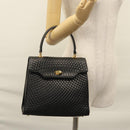 BALLY Hand Bag Leather Black Gold Auth BD031-21